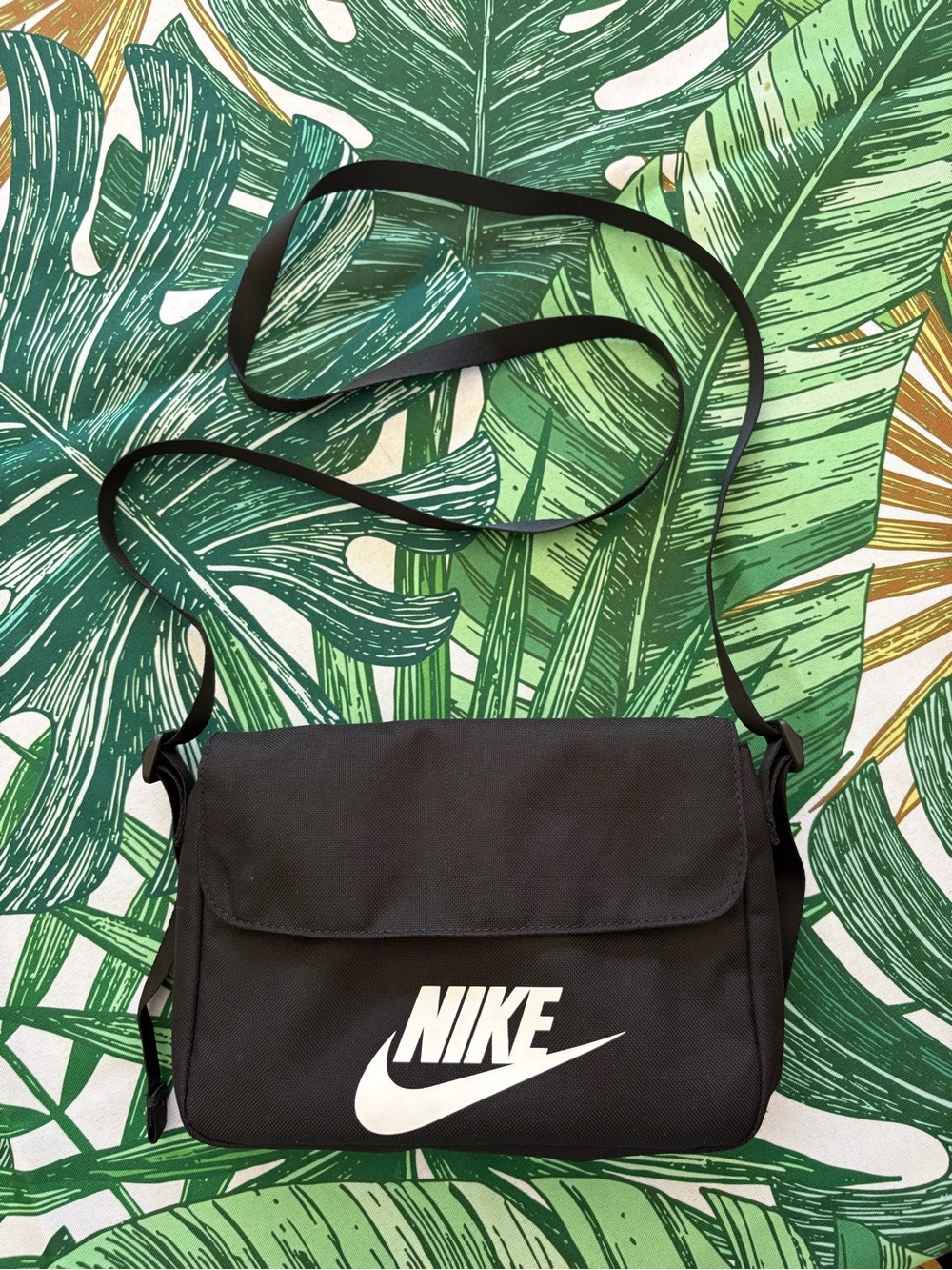 Nike Black Messenger Crossbody Bag with White Logo